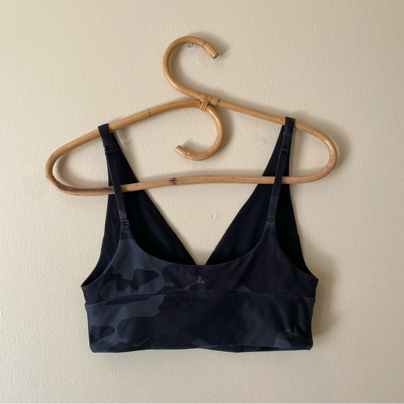Prana Blue Camo Print V Neck Sports Bra - Picture 3 of 6